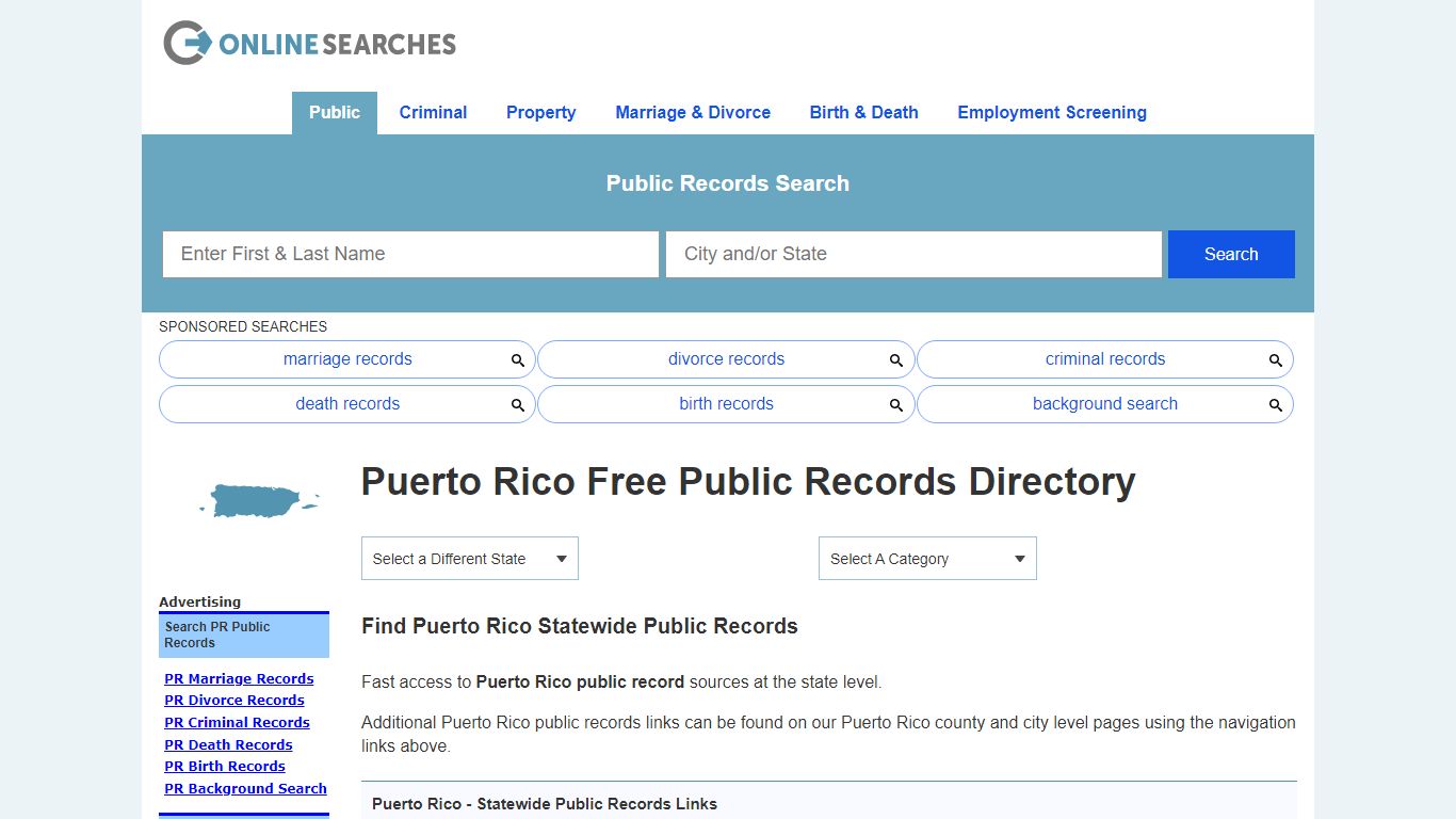 Puerto Rico Free Public Records Directory - OnlineSearches.com