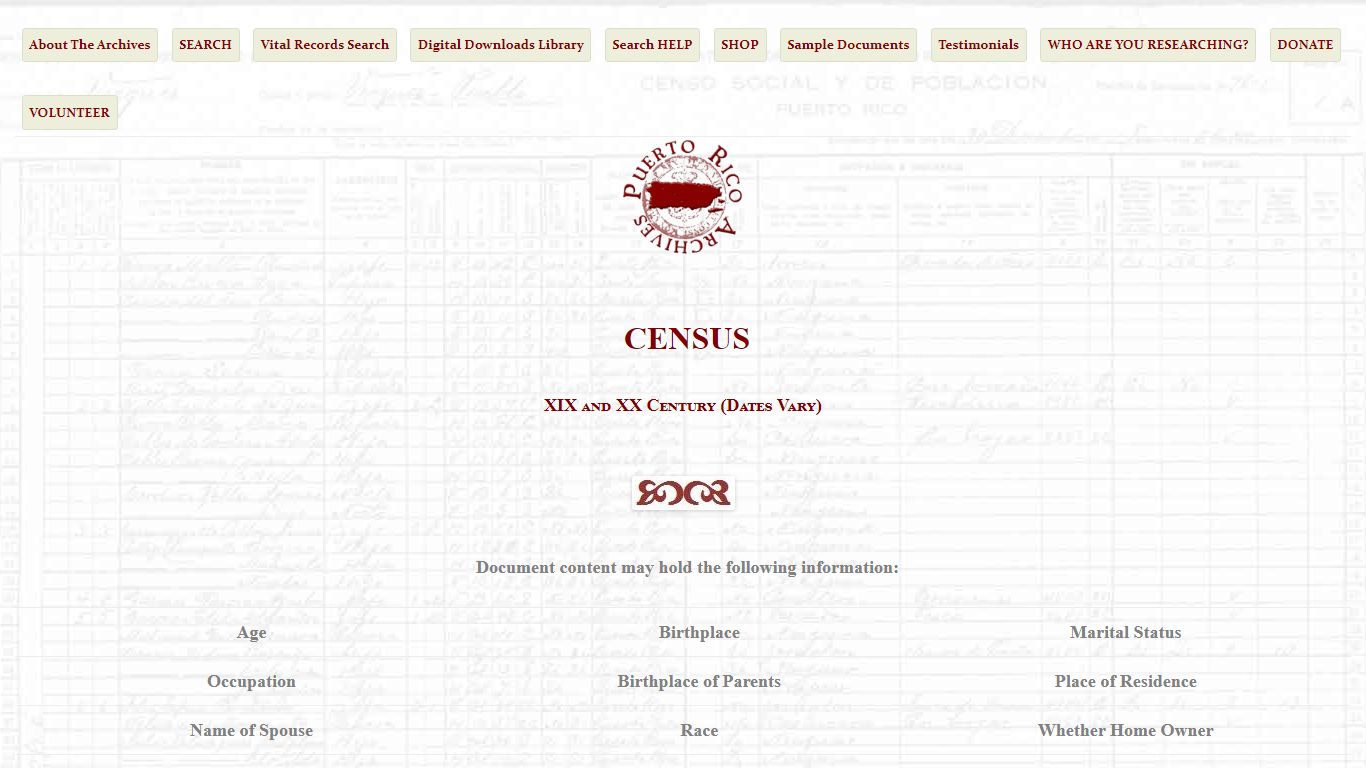 Census Documents | Archives Puerto Rico